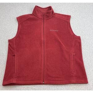 Columbia Vest Mens XL Red Fleece Hiking Outdoor Mountain Full Zip Mock Neck